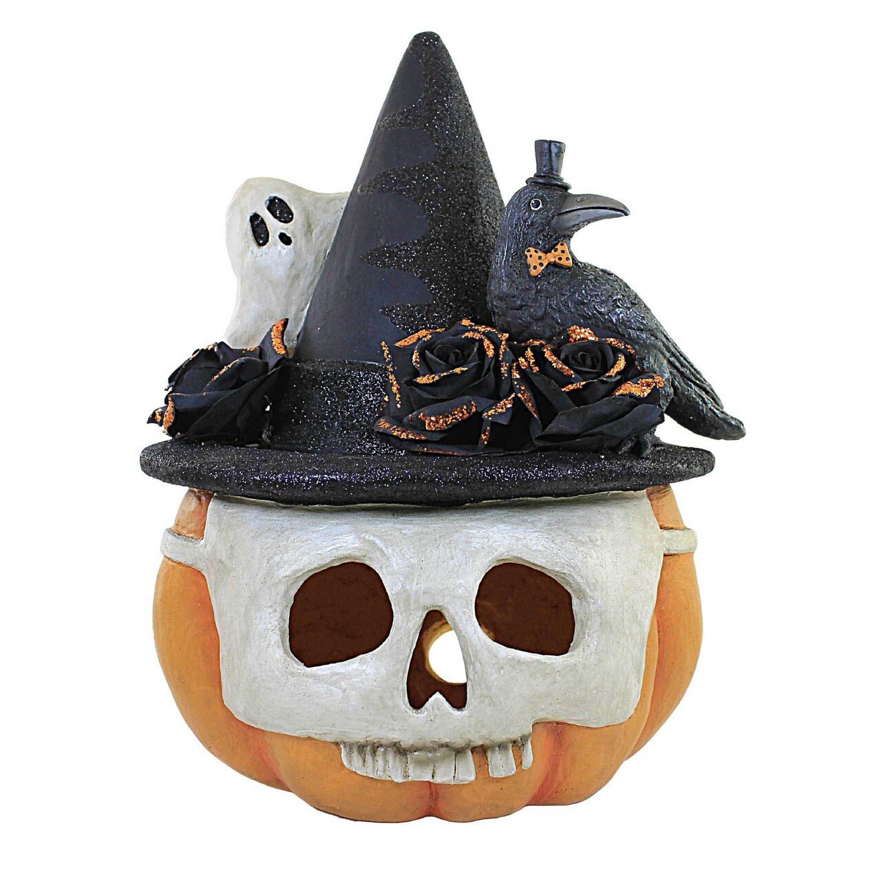 Bethany Lowe 14.5 Inch Spooktacular Gathering. Halloween Figurine , Portable Halloween Decor Ghost Crow Pumpkin